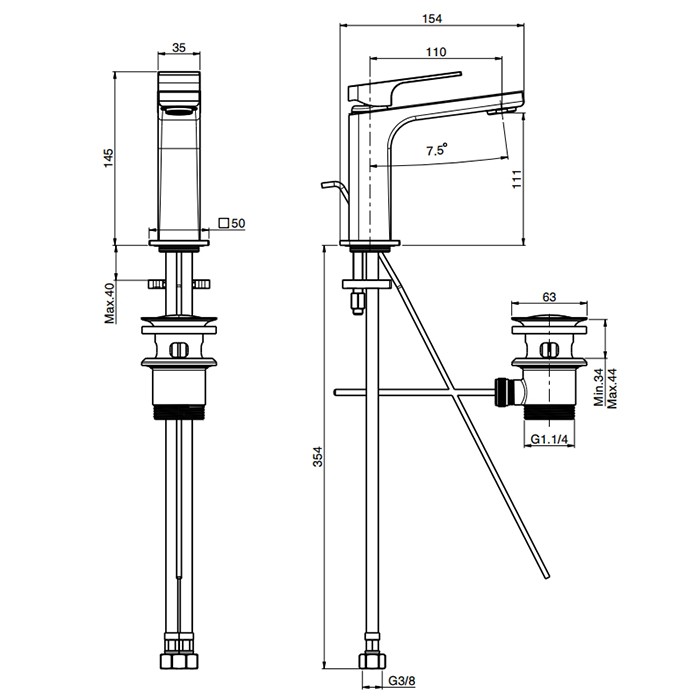 Fima Carlo Frattini Смеситель для раковины, на 1 отв., высокий H19.5см., Fit, F3381NS.1.ES цвет: черный