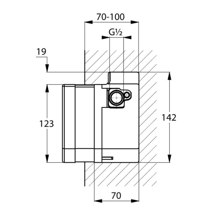 Внутренняя часть электронного смесителя для умывальника dn15, питание от сети, один подвод воды, zenta Kludi, - 38003