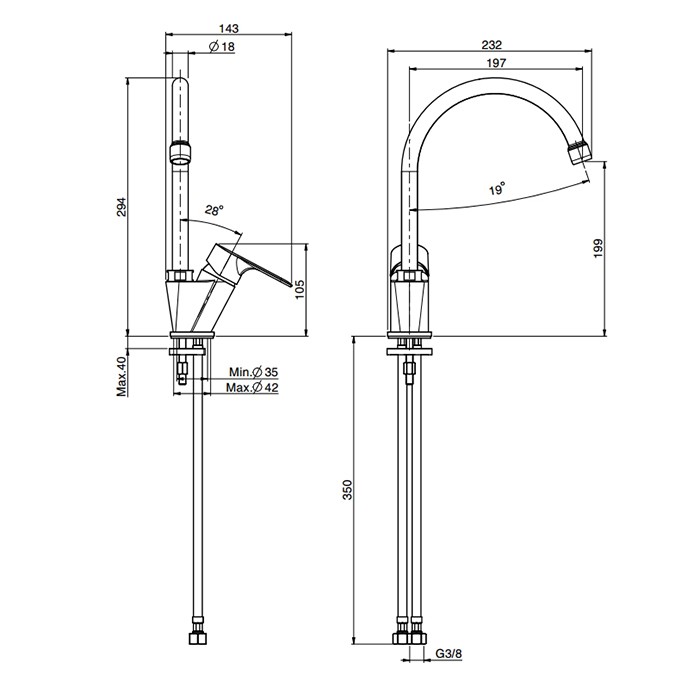 Fima Carlo Frattini Смеситель для кухни, на 1 отв., Kitchen, F3897/1CR.ES цвет: хром