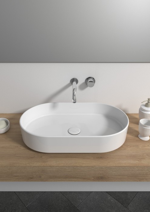 Накладная раковина, 60x36xh12 см, Olympia ceramica Smash, белый глянцевый арт. SMA42SO6001