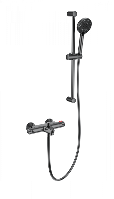 Смеситель для ванны с душевым гарнитуром и термостатом, Wonzon &amp; Woghand, WW-C2001-A-BGG цвет: графит