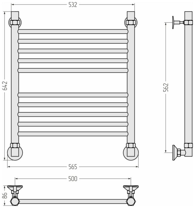 Стилье Водяной полотенцесушитель 600x500, Аксиома-10, 00661-6050 цвет: без покрытия