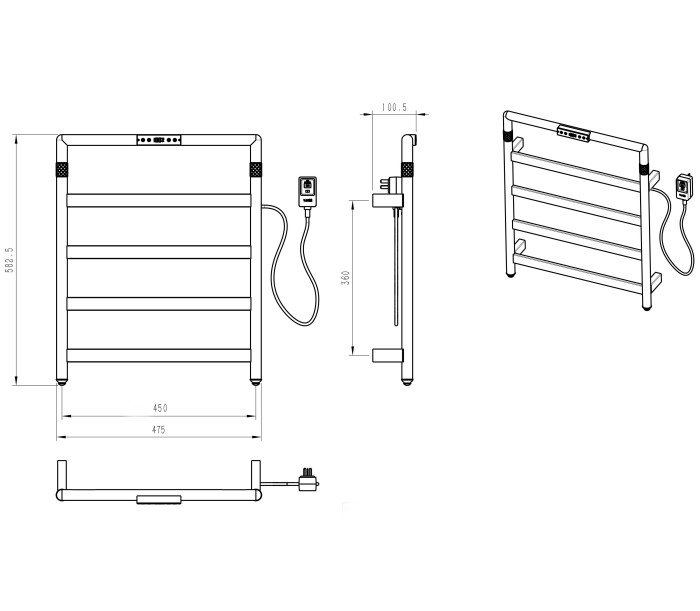 Полотенцесушитель электрический, Wonzon & Woghand Koln, WW-A6014-BG цвет: золото