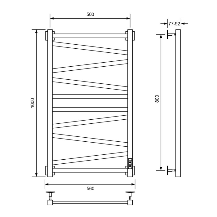 Электрический полотенцесушитель 50x100, Veconi Barro-C арт. B10050B-C
