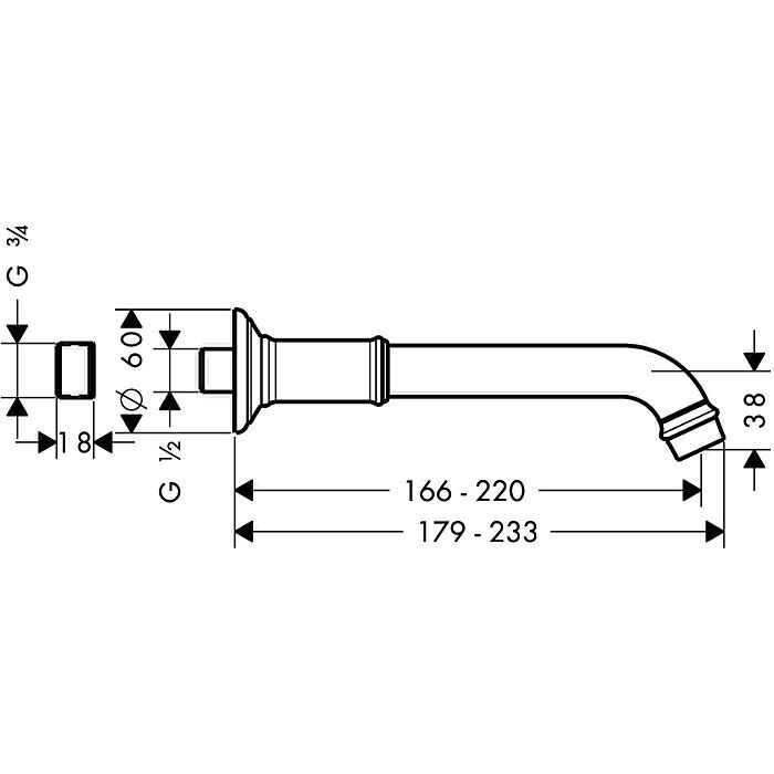 Излив для ванной Montreux Axor, шлифованный никель арт. 16541820