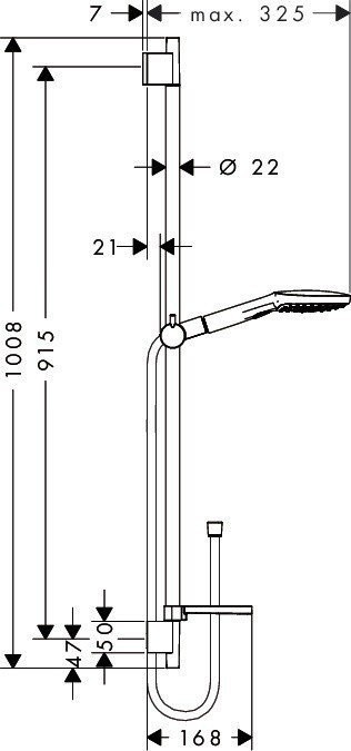 Душевой гарнитур со штангой 90см и мыльницей Raindance Select E Hansgrohe, белый, хром арт. 26621400