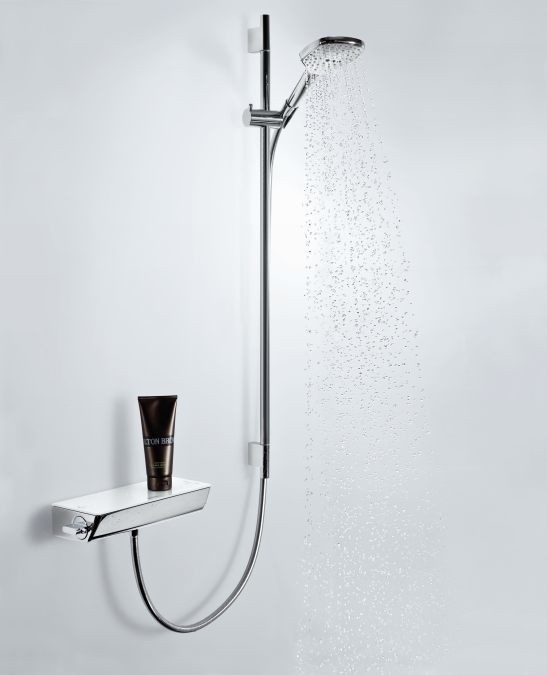 Душевой гарнитур со штангой 90см и мыльницей Raindance Select E Hansgrohe, белый, хром арт. 26621400