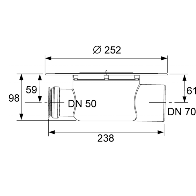 Сифон горизонтальный dn70, drainpoint s TECE арт. 3603500