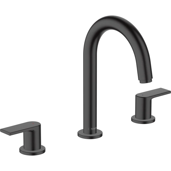 Смеситель для раковины на 3 отверстия со сливным гарнитуром, Hansgrohe Vernis Shape, черный арт. 71563670