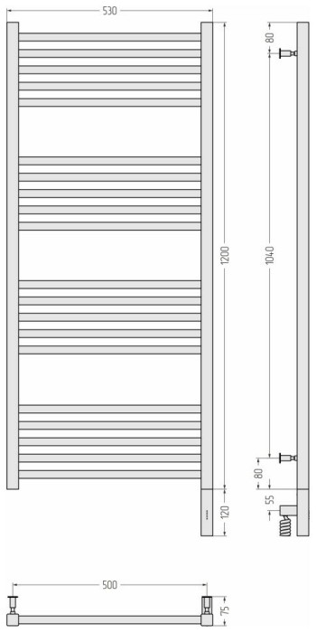 Сунержа Электрический полотенцесушитель 1000x300, Модус 3.0, 12-5701-1250 цвет: белый