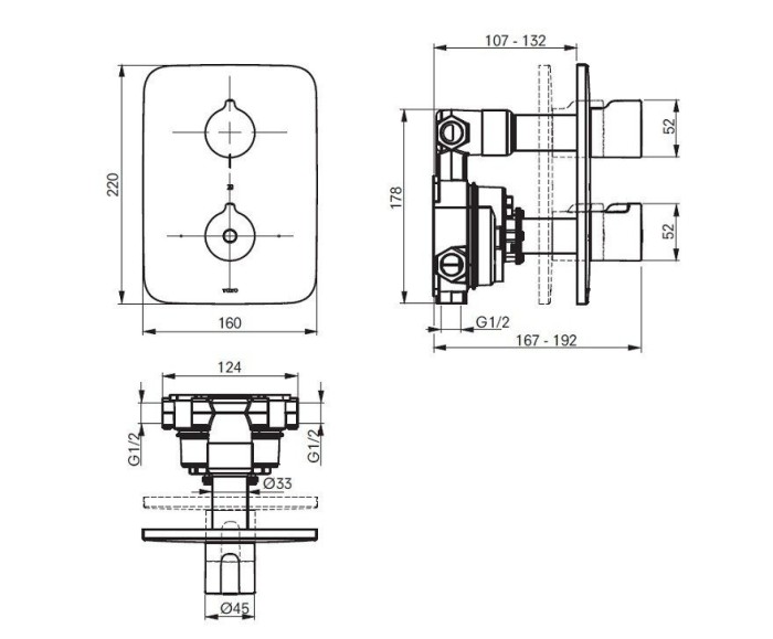 Термостатический смеситель для душа, скрытый, MH TOTO, VB10169C цвет: хром