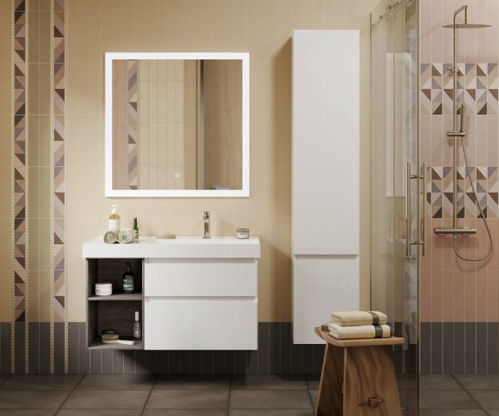 Раковина правая подвесная 90,5x48,5см, Cubo Kerama Marazzi, белый - CU.wb.90Rh