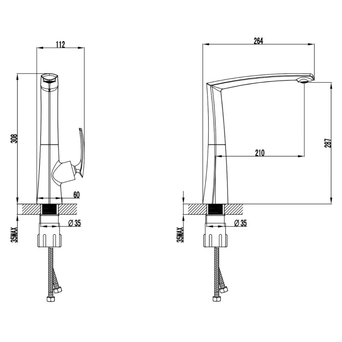 Смеситель для кухонной мойки, керамический картридж, хром, Azario REULEAUX арт. AZ-VMF568296C