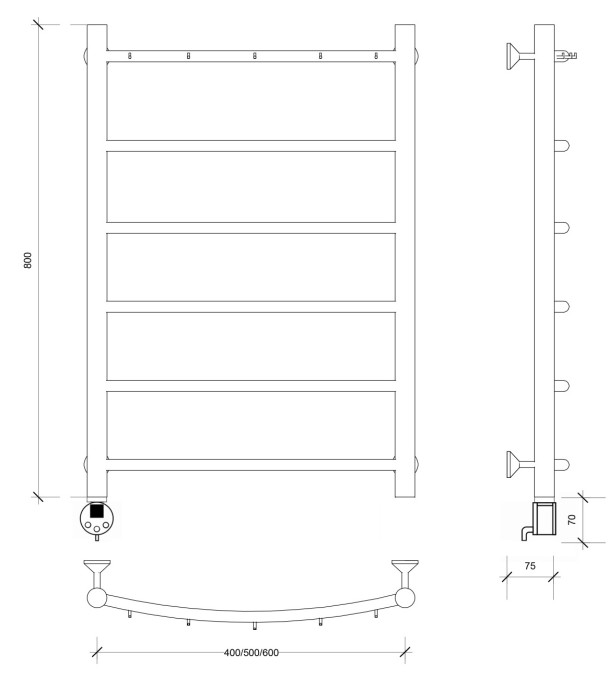 Полотенцесушитель электрический 80x40 Милан 1 К Secado арт. 4673739237465