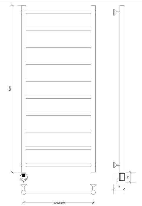 Полотенцесушитель электрический 120x40 Триада 1 Secado арт. 4673739241967