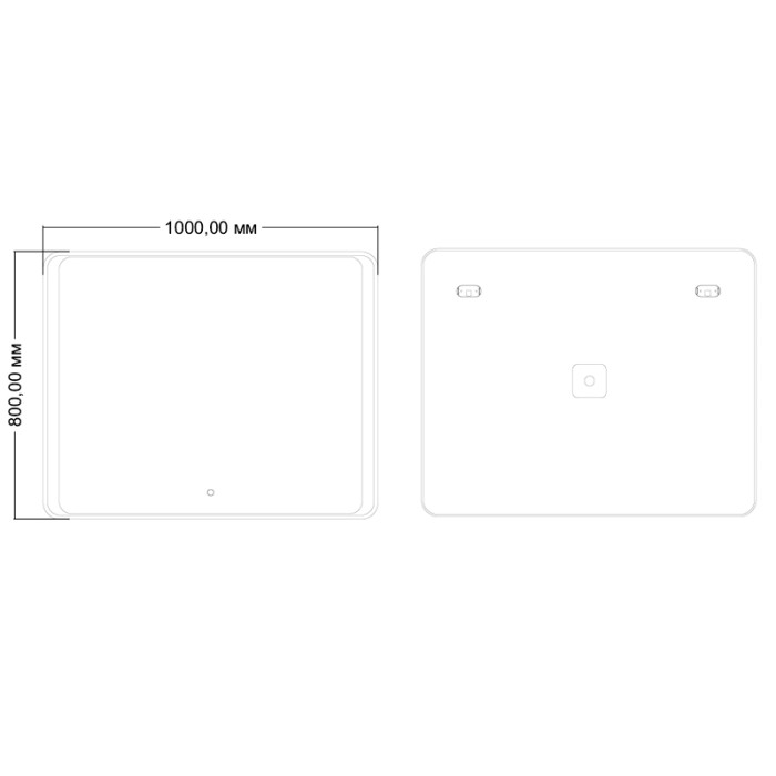 Зеркало Valeria 1000х800, влагостойкое, c подсветкой и диммером, Azario Стив - CS00064488