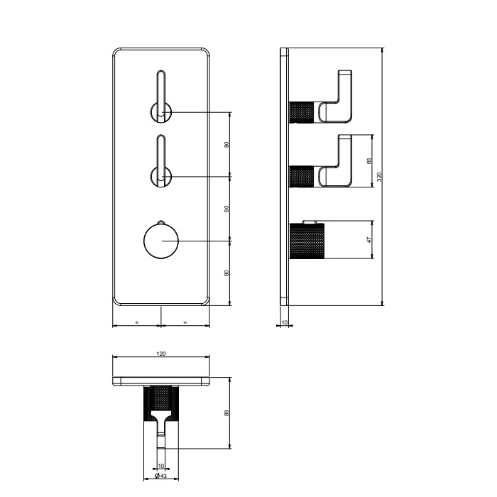 Смеситель для душа, термостатический, встраиваемый, резьба 3/4", Gessi Inciso, золото арт. 58204#246