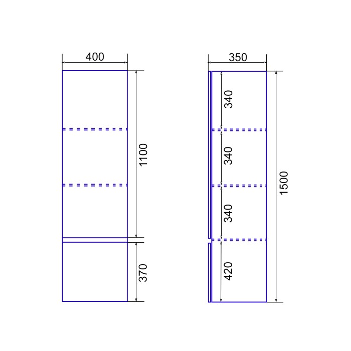 Пенал подвесной белый, Azario Velluto - CS00088605