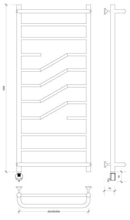 Полотенцесушитель электрический 120x60 Риволи СП Secado арт. 4673739241745