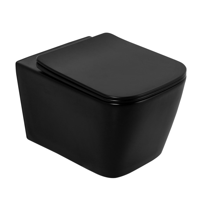 Подвесной унитаз, безободковый, BelBagno, черный матовый, ARDENTE-C арт. BB3202CHR-MB/BB3202SC-MB
