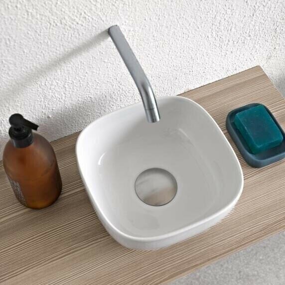 Раковина накладная, без перелива, без отверстий, цвет белый, Scarabeo Glam - 1809