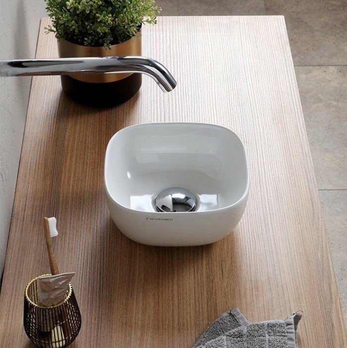 Раковина накладная, без перелива, без отверстий, цвет белый, Scarabeo Glam - 1809