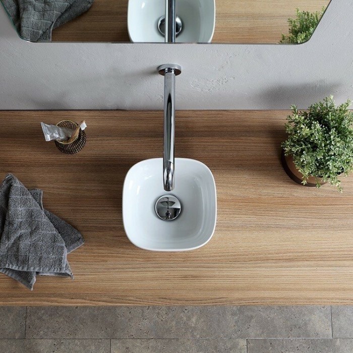 Раковина накладная, без перелива, без отверстий, цвет белый, Scarabeo Glam - 1809