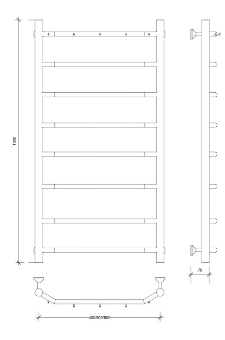 Полотенцесушитель водяной 100x50 Агата 1 К (хром) Secado арт. 4603759402222