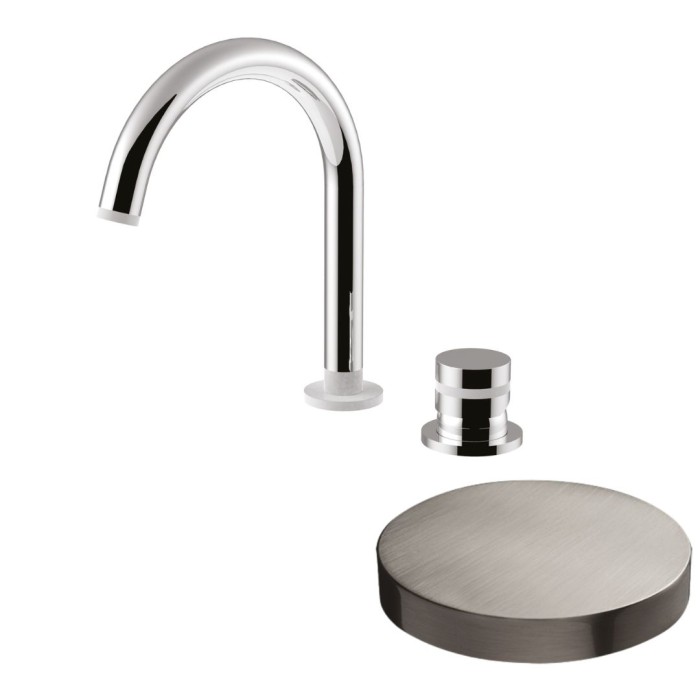 Смеситель для раковины на 2 отверстия, однорычажный, поворотный излив, без донного клапана, Giulini My ring, никель матовый арт. MR0040/SCNKO