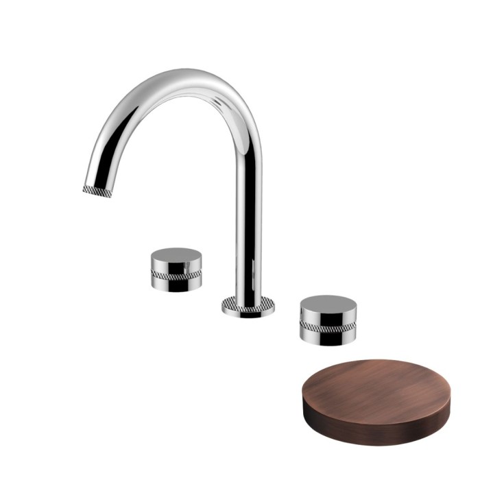 Смеситель для раковины на 3 отверстия, поворотный излив, донный клапан Up&amp;Down, Giulini My ring deluxe, медь матовая арт. MR0112/UDLVROP