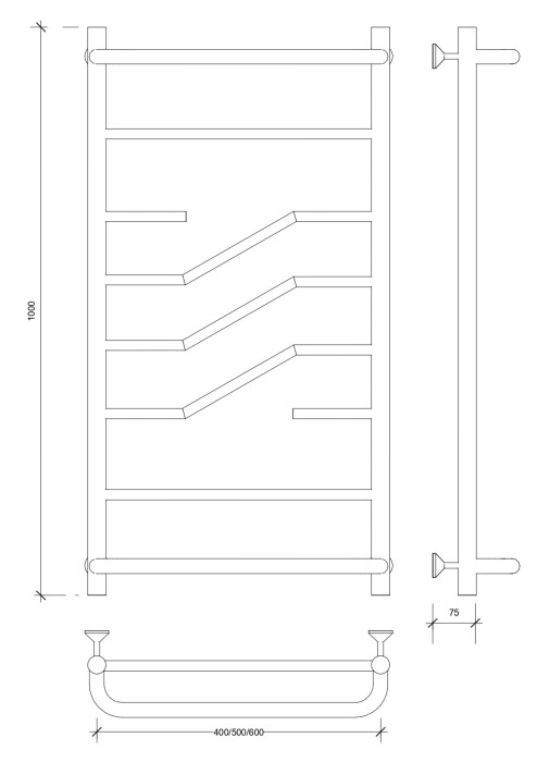 Полотенцесушитель водяной 100x50 Риволи СП (хром) Secado арт. 4603777448288