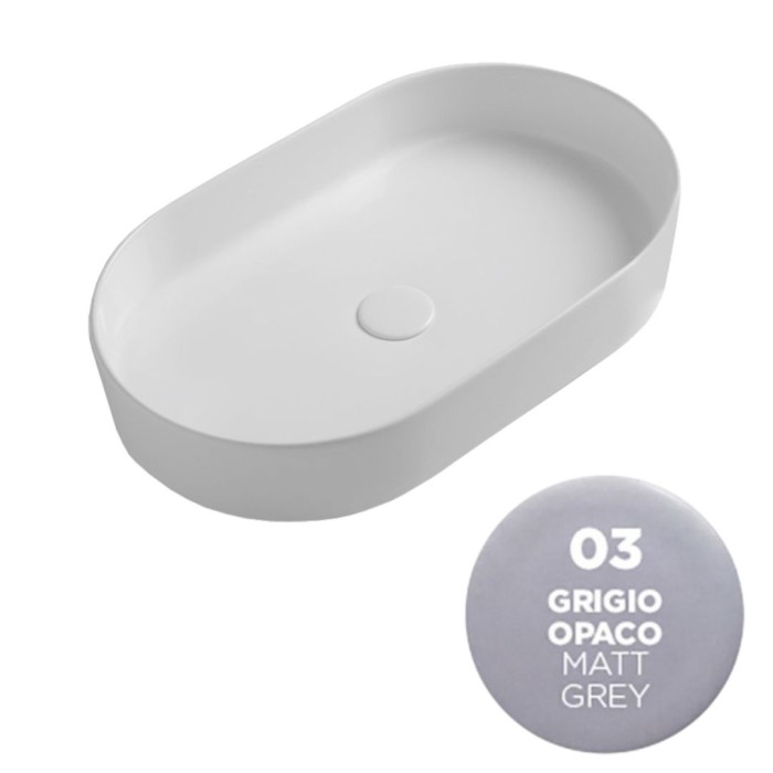 Накладная раковина, 60x36xh12 см, Olympia ceramica Smash, серый матовый арт. SMA42SO6003