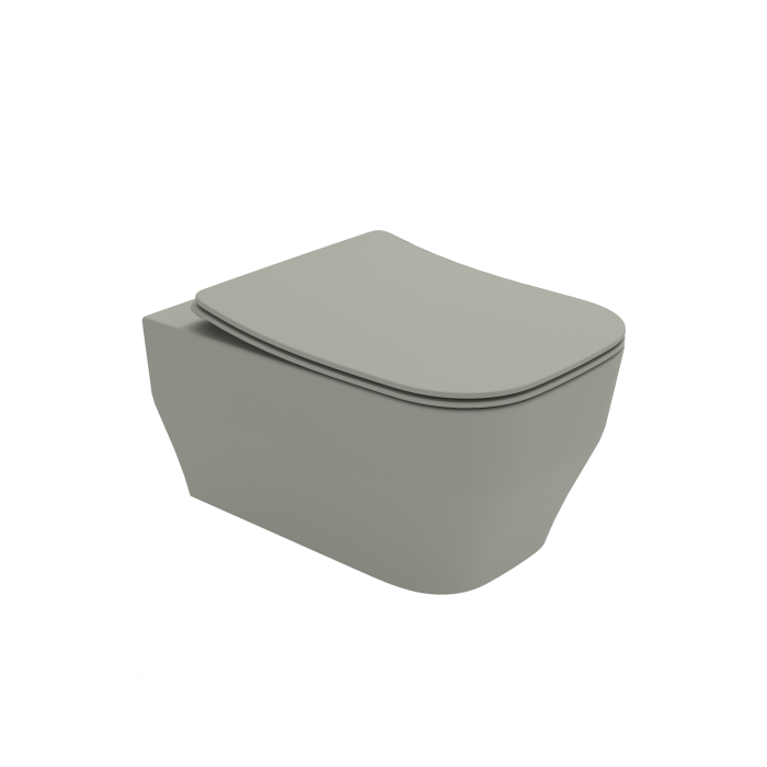Унитаз подвесной, безободковый, с креплениями, Olympia ceramica Synthesis eco, серый матовый арт. SYN1202R03
