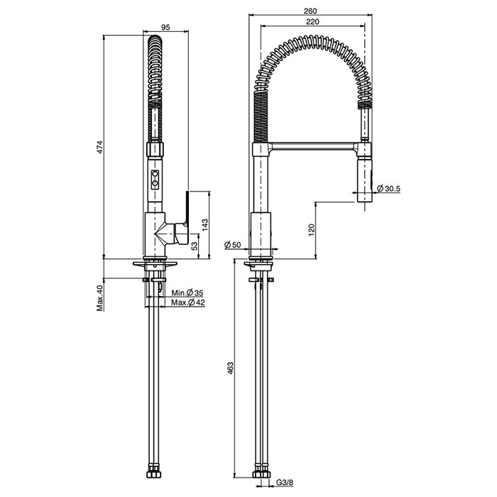 Fima Carlo Frattini Смеситель для кухни, на 1 отв., H48см., Kitchen, F3147/1OR цвет: золото