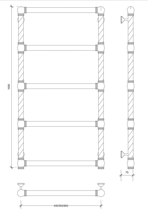 Полотенцесушитель водяной латунный 60x100 Фалерони 1 Trenza (бронза) Secado арт. 4603777460778