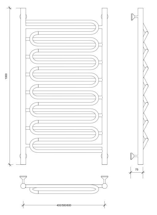 Полотенцесушитель водяной 100x40 Валенсия 3 (черный) Secado арт. 4673739224205