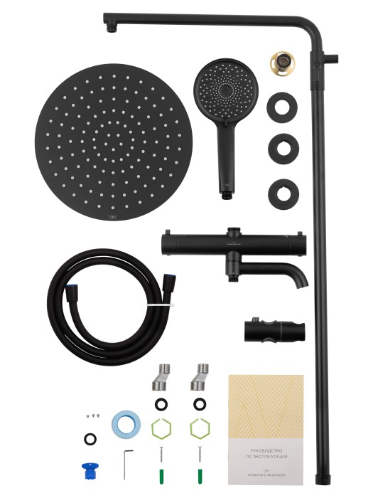 Душевая система с термостатом, Wonzon & Woghand Stick, WW-88739903-MB цвет: черный