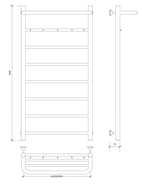 Полотенцесушитель водяной 100x60 Триада 1 КСП (черный) Secado арт. 4673739228883