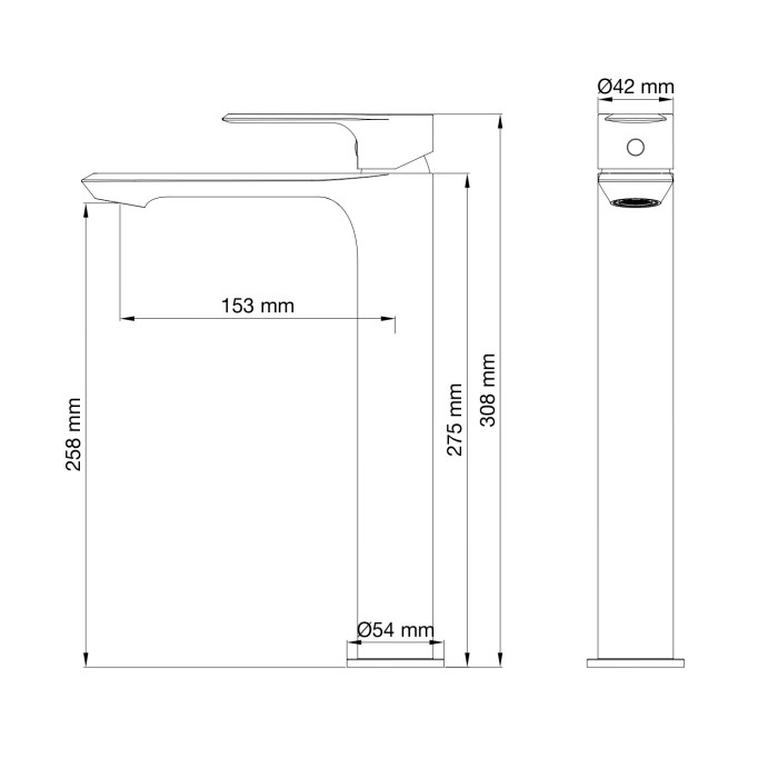 Смеситель для раковины высокий, Wonzon & Woghand Brilliant, WW-88019079-MB цвет: черный