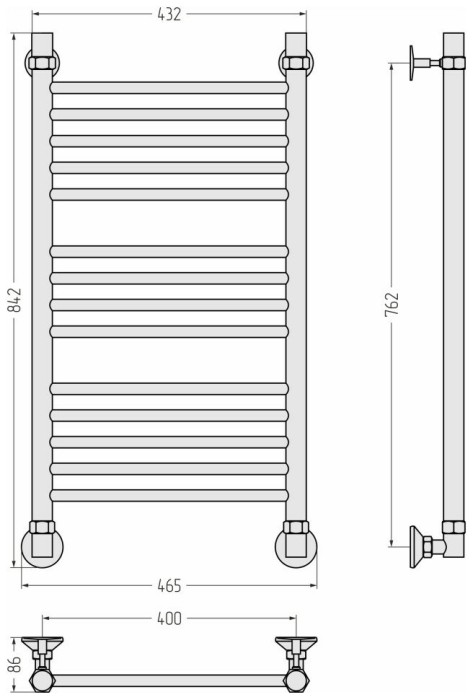 Стилье Водяной полотенцесушитель 800x400, Аксиома-10, 00661-8040 цвет: без покрытия