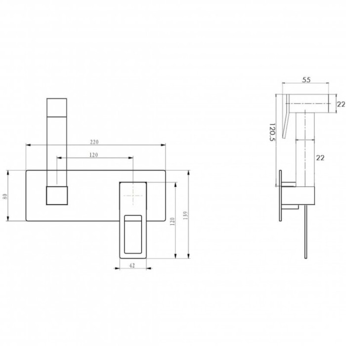 Гигиенический душ со смесителем, черный, Q Boheme 147-BCR
