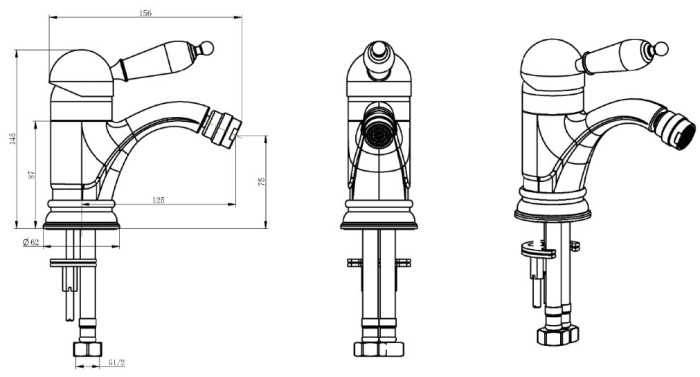 Смеситель для биде, хром, Crystal Boheme 266-CRST