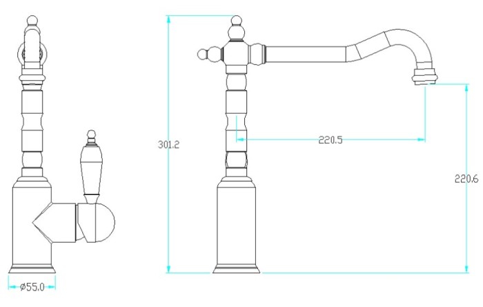 Смеситель для кухни, хром, Tradizionale Chromo Boheme 103