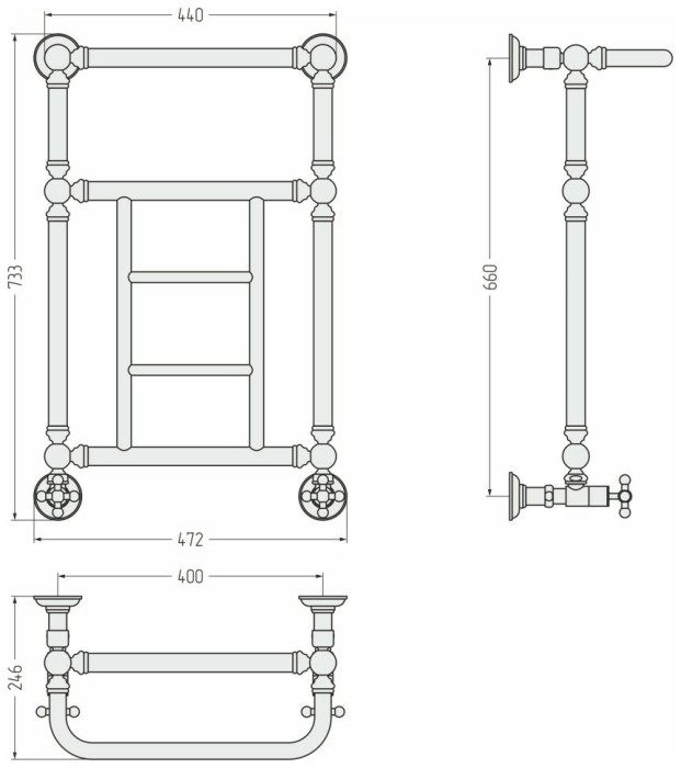 Сунержа Водяной полотенцесушитель 660x400, Ренессанс, 071-0282-6640 цвет: сатин