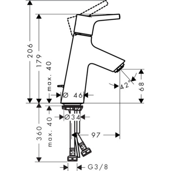 Смеситель для раковины CoolStart со сливным гарнитуром, Hansgrohe Talis S, хром арт. 72013000