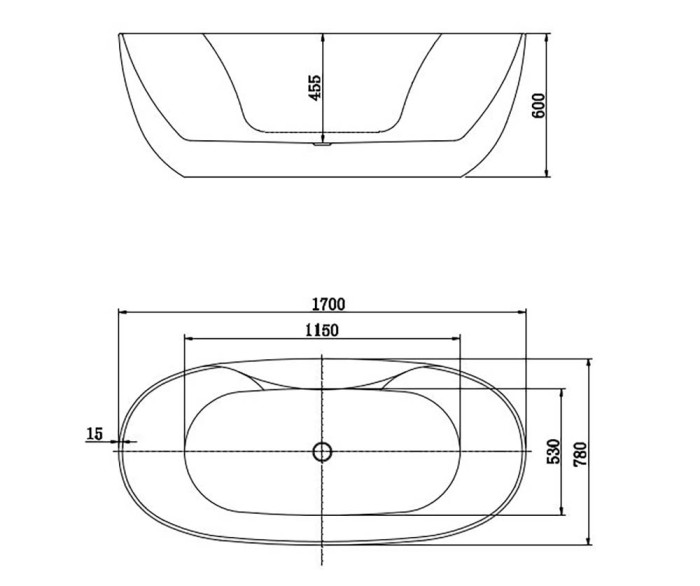 Ванна акриловая Aquatek Аполо 170х78х60 см, отдельностоящая, цвет белый арт. AQ-1155778