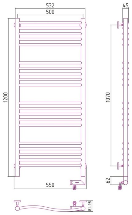 Сунержа Электрический полотенцесушитель 1000x300, Флюид 2.0, 12-5221-1250 цвет: белый