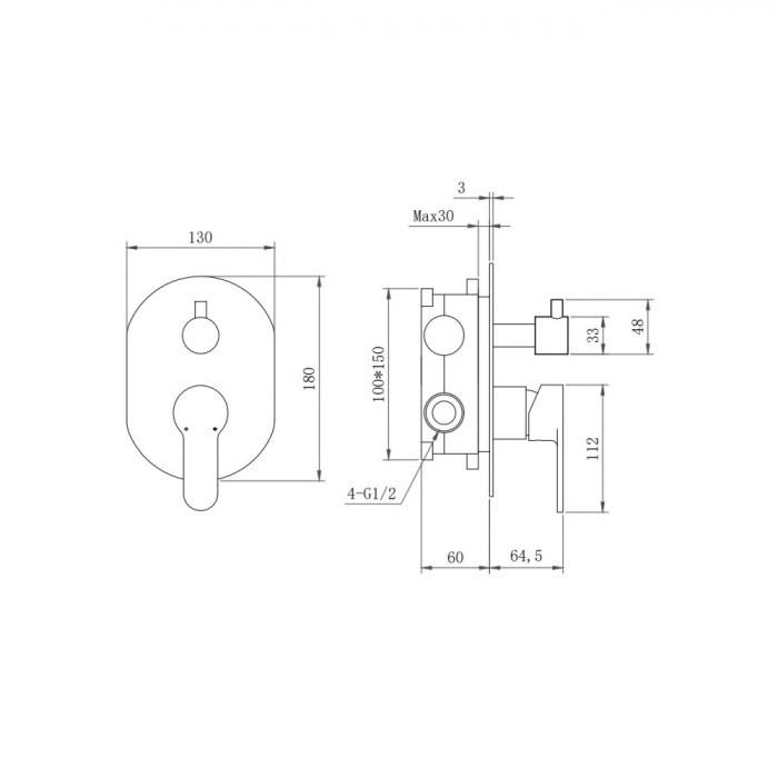 Душевой комплект, поворотный излив, хром, Berges Nardis арт. 071013