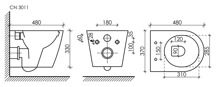 Подвесной унитаз с сиденьем Ceramicanova Forma, белый арт. CN3011