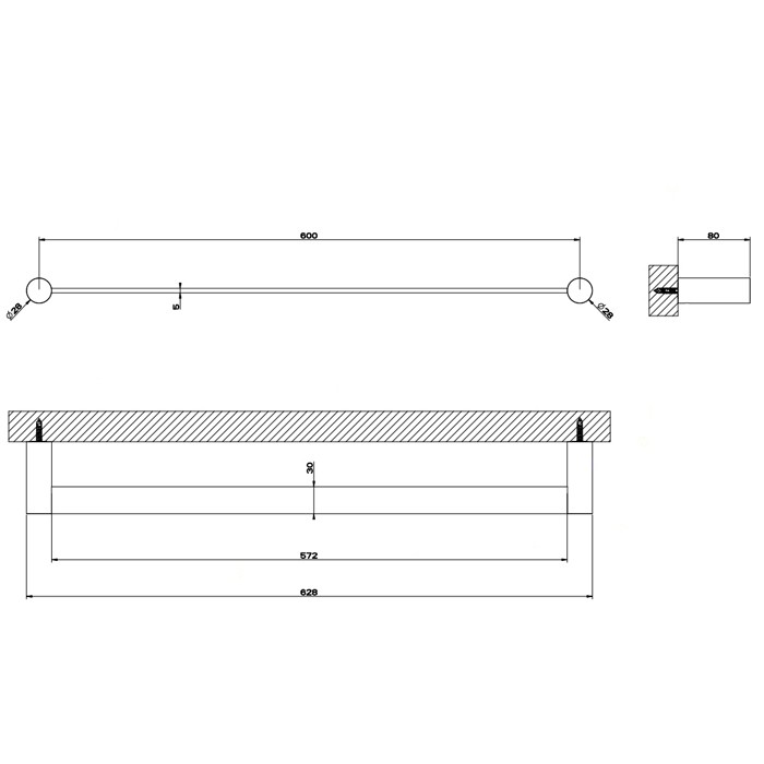 Полотенцедержатель, 60см, подвесной, Gessi 316, black xl арт. 54803#299